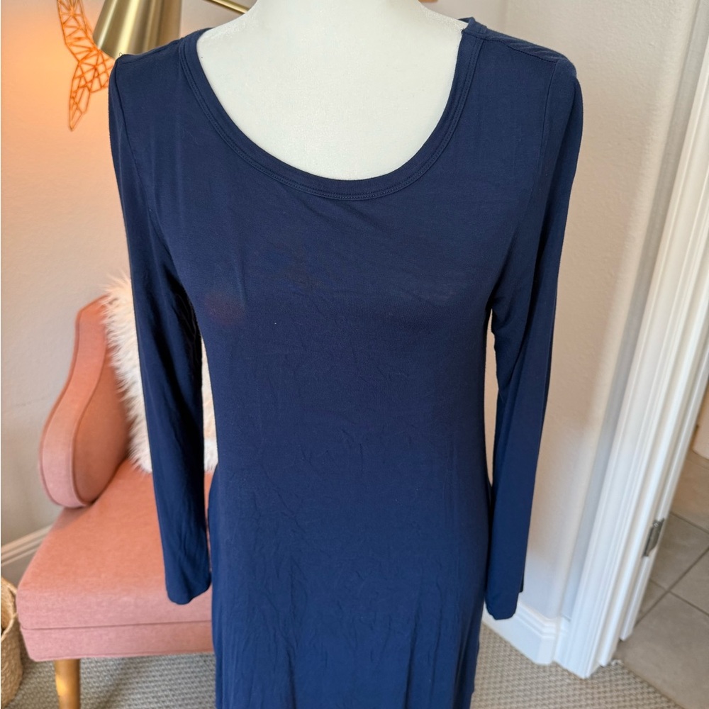 Elegant Navy Blue Long Sleeve Dress